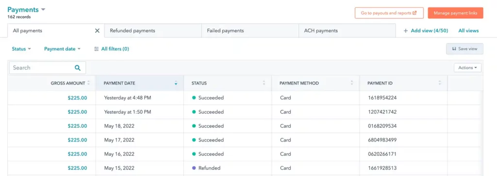 ecommerce HubSpot payment system
