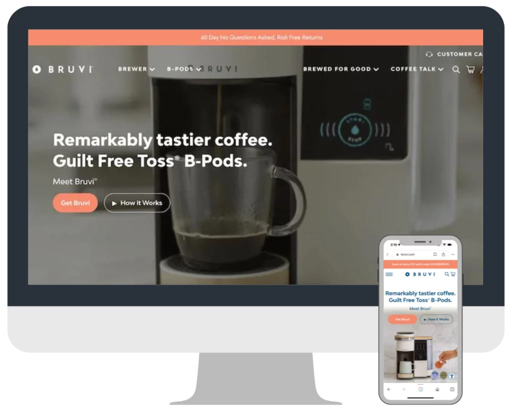 bruvi coffee website design seo